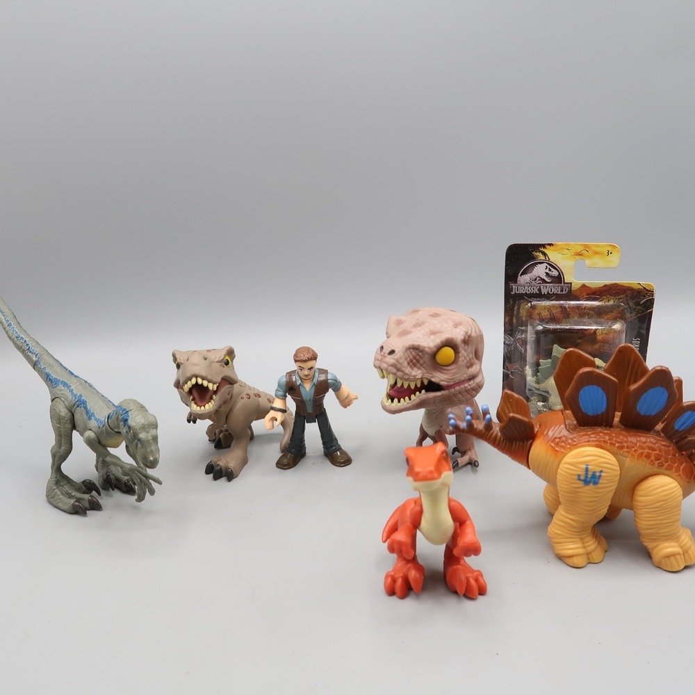 Dinosaur Toy Lot of 7 Jurassic Park World Small Dinos Biters Mix Imaginext Owen